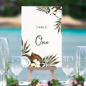 Tropisch Hawaïaans Bloemen & Kokosnoot tafelnummer