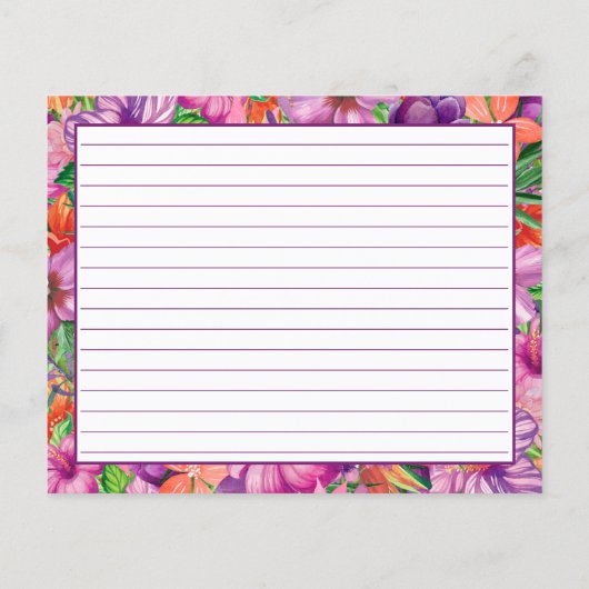 Tropisch Hawaïaans bloemenpatroonrecept Kaart (Achterkant)