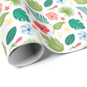 Tropisch Hawaiaans bloemmotief Cadeaupapier (Rol Hoek)