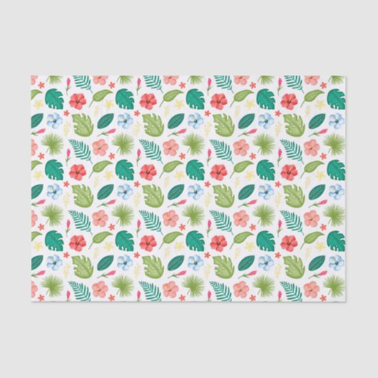 Tropisch Hawaiaans Bloemmotief Tissuepapier (Voorkant)