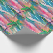 Tropisch Hawaïaans eiland met palmboom Cadeaupapier (Hoek)