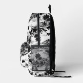 Tropisch Hawaïaans Eiland Zwart-wit Monogram Bedrukte Rugzak (Rechts)