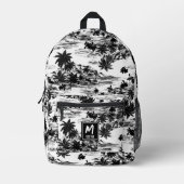 Tropisch Hawaïaans Eiland Zwart-wit Monogram Bedrukte Rugzak (Voorkant)