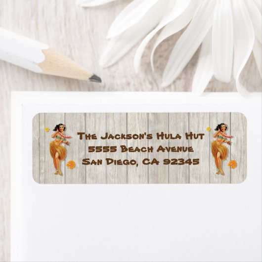  tropisch Hawaïaans Hula Meisje Etiket (Insitu)