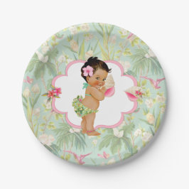 Tropisch Hawaïaans Luau Hibiscus Meisje  Papieren Bordje