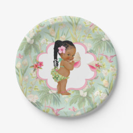 Tropisch Hawaïaans Luau Hibiscus Vlechten Baby Mei Papieren Bordje