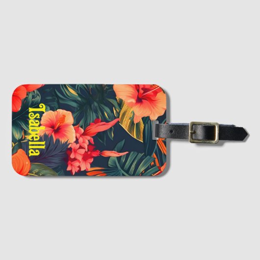 Tropisch Hawaïaans monogram Bagagelabel (Voorkant (horizontaal))