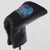 Tropisch/Hawaïaans neonstrand Golfheadcover (3/4 voorkant)
