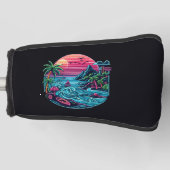 Tropisch/Hawaïaans neonstrand Golfheadcover (Voorkant)