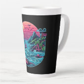 Tropisch/Hawaïaans neonstrand Latte Mok (Rechterhoek)