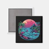 Tropisch/Hawaïaans neonstrand Magneet (Voorkant / Achterkant)