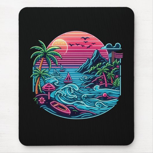 Tropisch/Hawaïaans neonstrand Muismat (Voorkant)