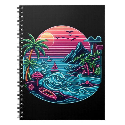 Tropisch/Hawaïaans neonstrand Notitieboek (Voorkant)
