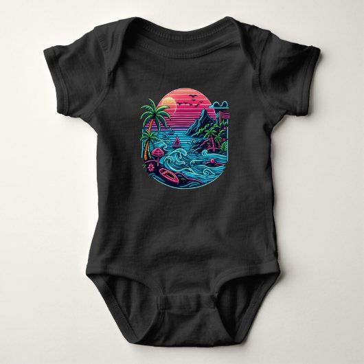 Tropisch/Hawaïaans neonstrand Romper (Voorkant)