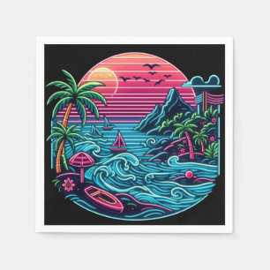 Tropisch/Hawaïaans neonstrand Servet