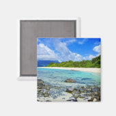 Tropisch Hawaïaans rotsachtig strand Magneet (Voorkant / Achterkant)