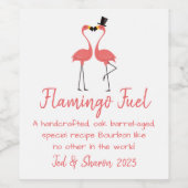 Tropisch Hawaiaans strand roze flamingo bruiloft   Wijn Etiket (Enkel label)