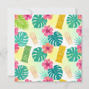 Tropisch Hawaïaans Tiki-patroon voor Feesten Bruil Bedankkaart
