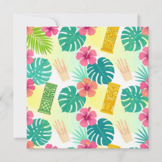 Tropisch Hawaïaans Tiki-patroon voor Feesten Bruil Bedankkaart
