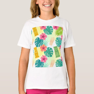 Tropisch Hawaïaans Tiki-patroon voor Feesten Bruil T-shirt
