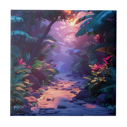 Tropisch Hawaiaans Wandelpad Tegeltje (Voorkant)