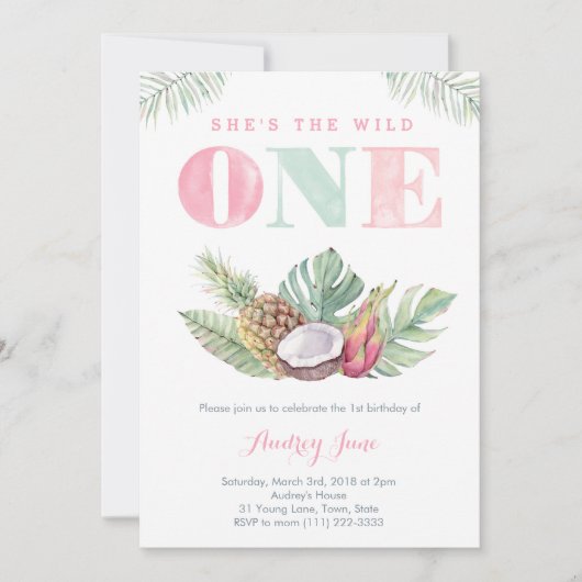 Tropisch Hawaiaans Wild Strand Meisje Eerste Verja Kaart (Voorkant)