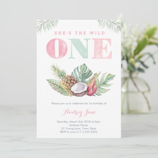 Tropisch Hawaiaans Wild Strand Meisje Eerste Verja Kaart (Staand voorkant)