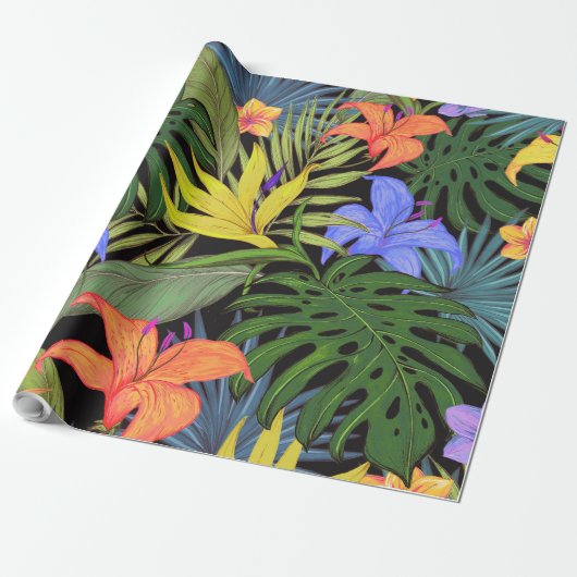 Tropisch Hawaii Aloha Flower Graphic Cadeaupapier (Uitgerold)