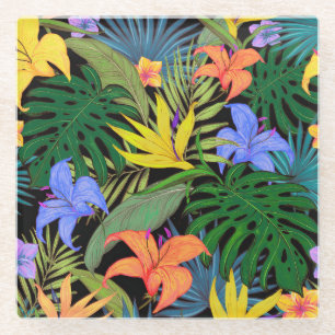 Tropisch Hawaii Aloha Flower Graphic Glazen Onderzetter