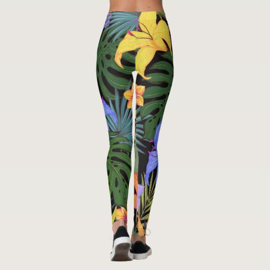Tropisch Hawaii Aloha Flower Graphic Leggings (Achterkant)