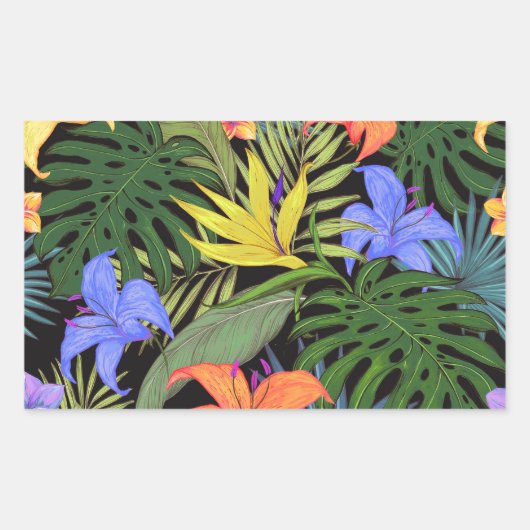 Tropisch Hawaii Aloha Flower Graphic Rechthoekige Sticker (Voorkant)