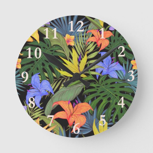Tropisch Hawaii Aloha Flower Graphic Ronde Klok (Voorkant)