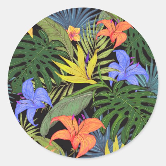 Tropisch Hawaii Aloha Flower Graphic Ronde Sticker (Voorkant)