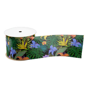 Tropisch Hawaii Aloha Flower Graphic Satijnen Lint