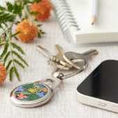 Tropisch Hawaii Aloha Flower Graphic Sleutelhanger (Zijkant)