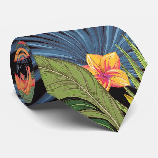 Tropisch Hawaii Aloha Flower Graphic Stropdas (Opgerold)