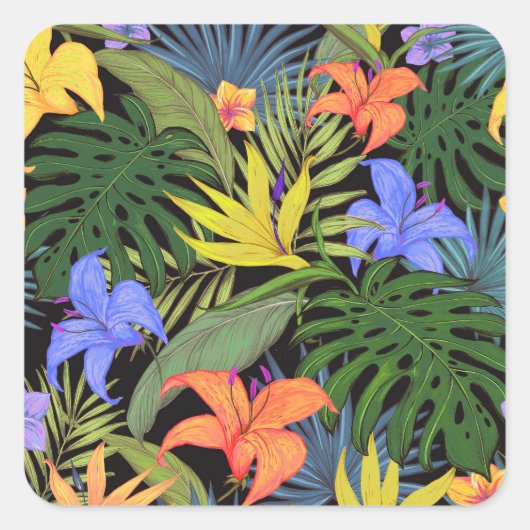 Tropisch Hawaii Aloha Flower Graphic Vierkante Sticker (Voorkant)