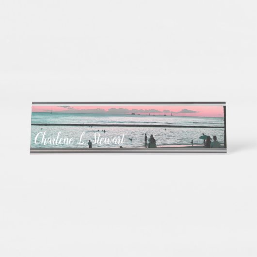 Tropisch Hawaii Beach Desk Name Bord Bureau Naambordje (Voorkant)