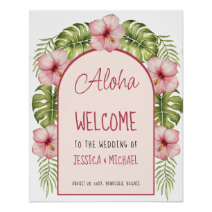 Tropisch Hawaii Bruiloft Welkomstbord Floral Aloha Perfect Poster