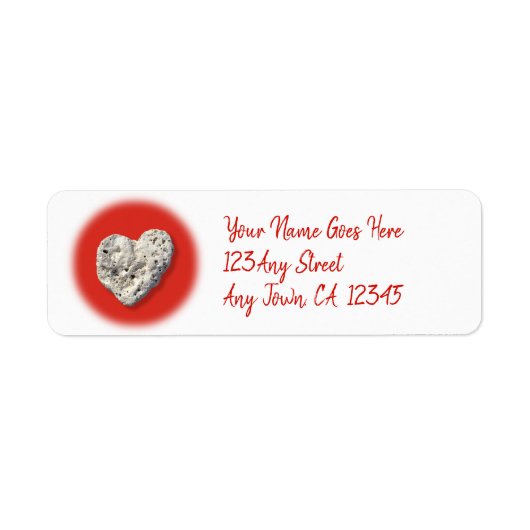 Tropisch Hawaii Coral Heart Red Script Adres Etiket (Voorkant)