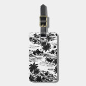 Tropisch Hawaiiaans eiland zwart wit gepersonalise Bagagelabel (Voorkant verticaal)