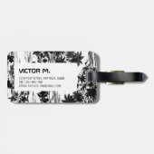 Tropisch Hawaiiaans eiland zwart wit gepersonalise Bagagelabel (Achterkant horizontaal)