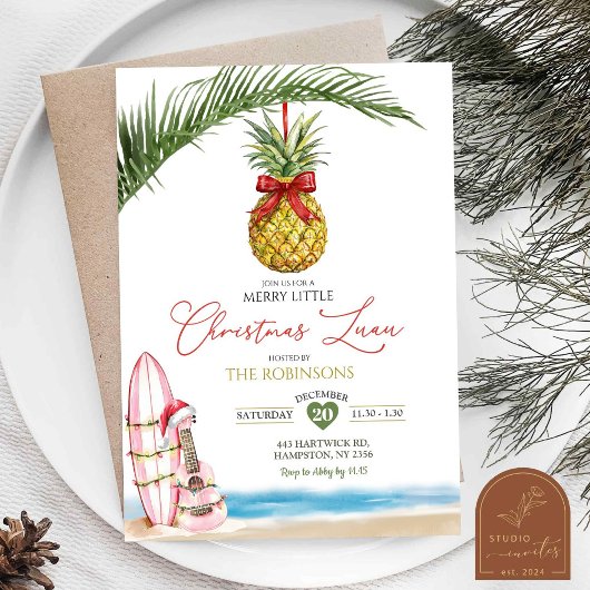 Tropisch Hawaiiaans Kerstfeest Luau Kaart