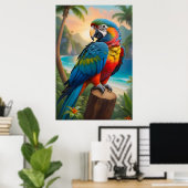 tropisch hawaiiaans papegaaiparadijs poster (Thuiskantoor)