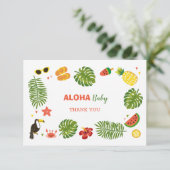 Tropisch Hawaiian Aloha Baby shower Bedankkaart (Staand voorkant)