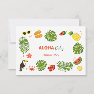 Tropisch Hawaiian Aloha Baby shower Bedankkaart