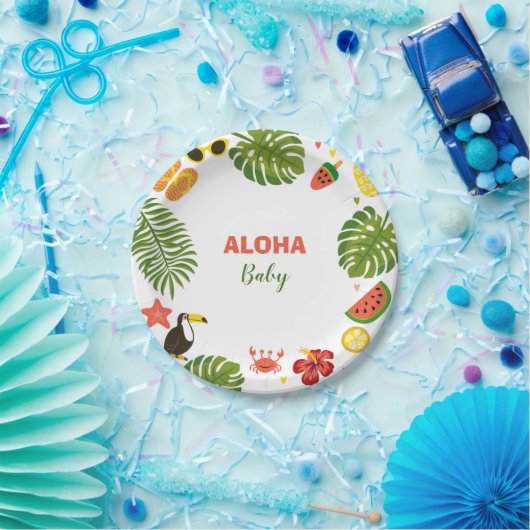 Tropisch Hawaiian Aloha Baby shower Papieren Bordje (Feest)