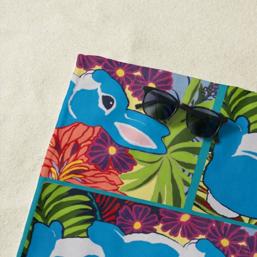 Tropisch Hawaiian Bunny Rabbit Design Beach Towel Strandlaken (In situ)