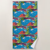 Tropisch Hawaiian Bunny Rabbit Design Beach Towel Strandlaken (Voorkant)