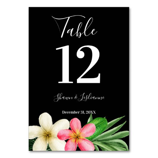 Tropisch Hawaiian Floral Black Kaart (Voorkant)